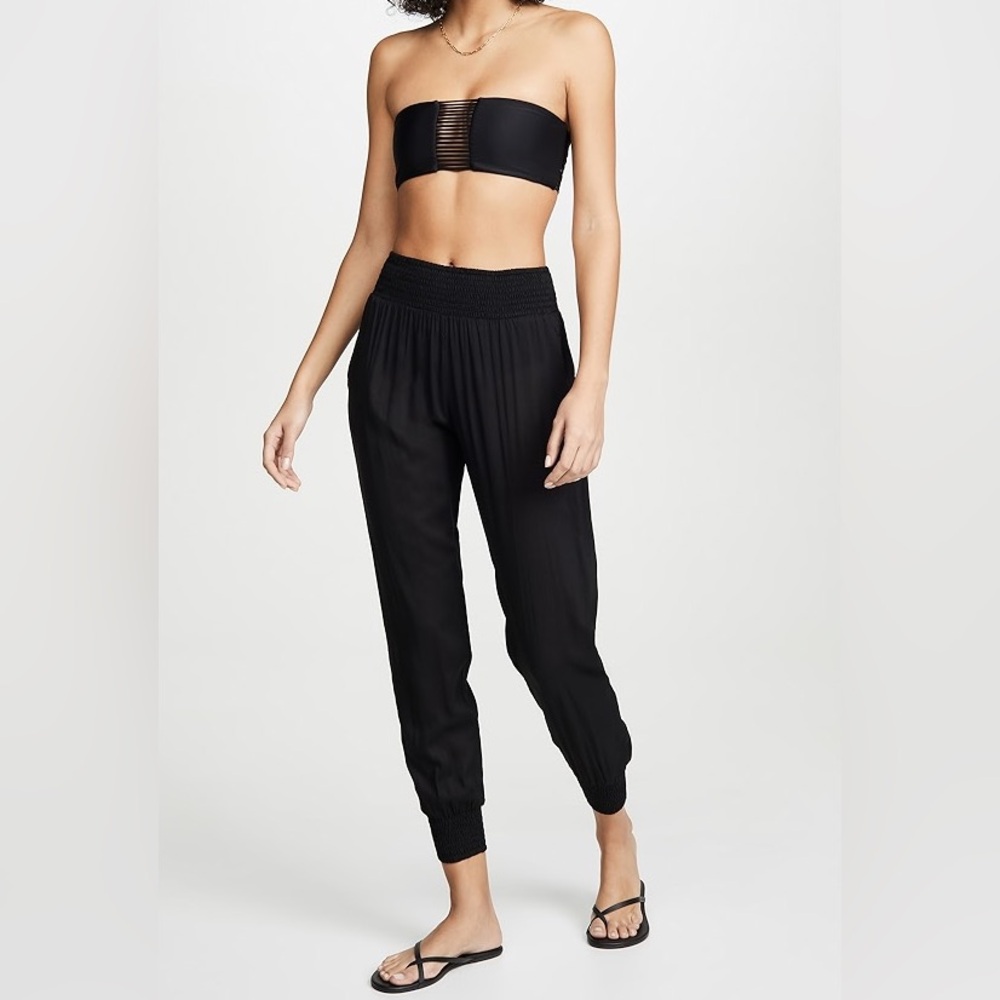 Mikoh Kahuku Pants Black Smocked Waist Jogger Pants Size 1 XS